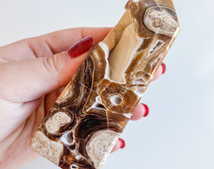 Chocolate  calcite crystal tower chunky crystal tower healing crystal healing journey home decoration