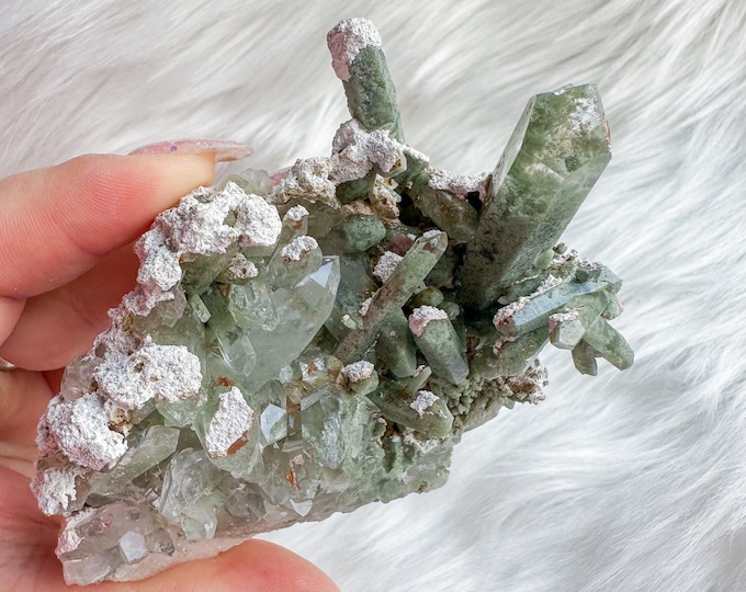 chlorite quartz mineral specimen | premium quartz crystal cluster | crystal healing home decoration | healing crystal | crystal decoration