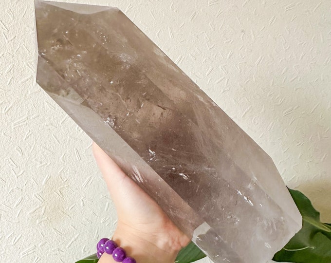 Large smoky quartz crystal tower home decor
