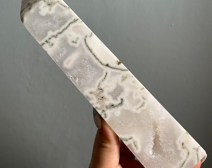 Moss agate crystal tower | moss agate home decoration | moss agate ornament | healing crystal | birthstone gifts| wedding anniversary gift