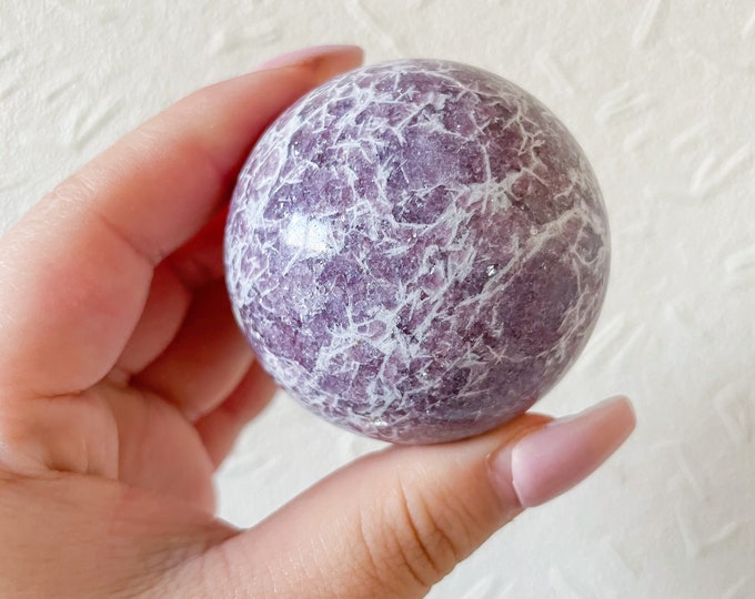 Lepidolite crystal sphere healing crystal home decor