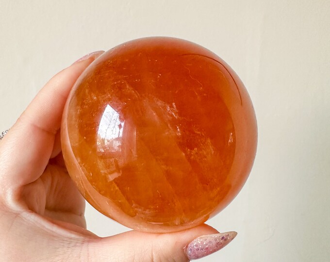 Honey calcite crystal sphere healing crystal home decor