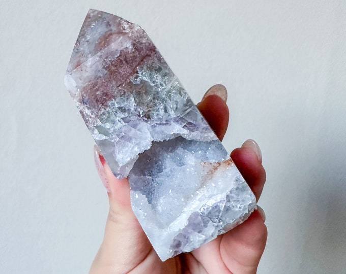 Matrix fluorite with quartz and calcite | rare fluorite crystal tower healing crystal