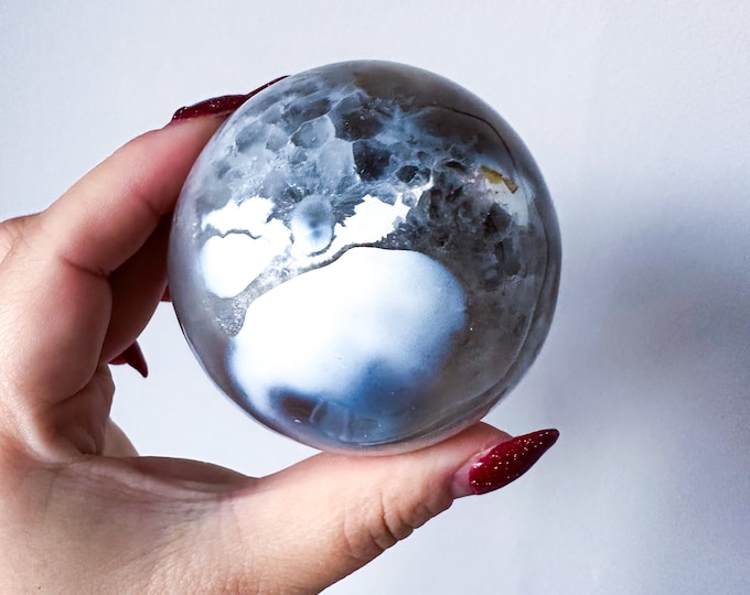 Orca Agate natural crystal sphere| unique crystal home decor| Tranquility home style | Earthy decor | Oceanic decor | unique gift idea