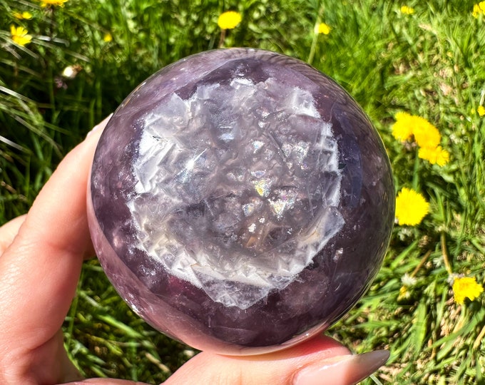 New Galaxy fluorite | Purple with Mica crystal sphere | premium crystal sphere | healing crystal home decor