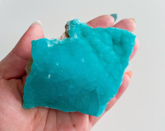 Blue aragonite with azurite and calcite rare crystal specimen