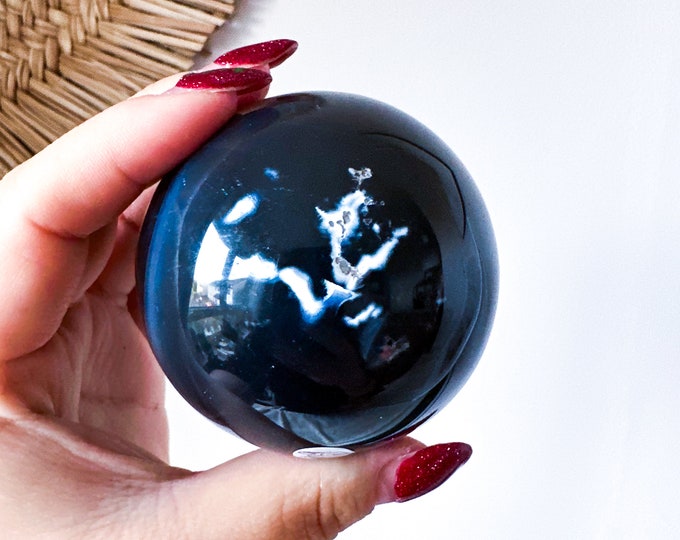 Orca Agate natural crystal sphere| unique crystal home decor| Tranquility home style | Earthy decor | Oceanic decor | unique gift idea