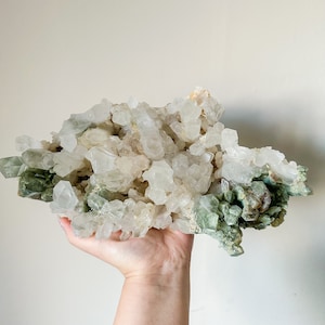 Phantom Chlorite quartz cluster | “Cloud” chlorite quartz crystal cluster mineral specimen