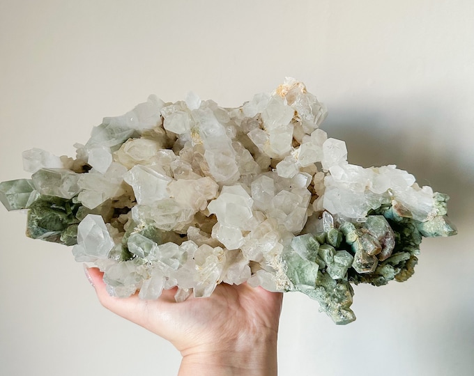 Phantom Chlorite quartz cluster | “Cloud” chlorite quartz crystal cluster mineral specimen