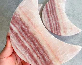 Rose calcite crystal moon crystal home decor healing crystal healing journey home decoration