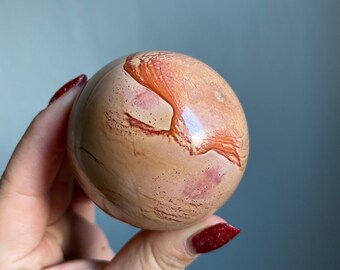 Desert rose jasper crystal sphere | healing crystal home decoration |rare crystal specimen | birthstone gifts| wedding anniversary gift