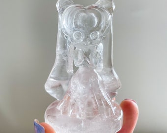 Crystal sailor moon | clear quartz crystal sailor moon sculpture home decoration