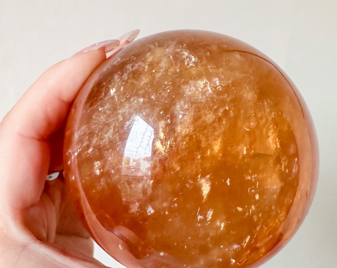 Honey calcite crystal sphere healing crystal home decor