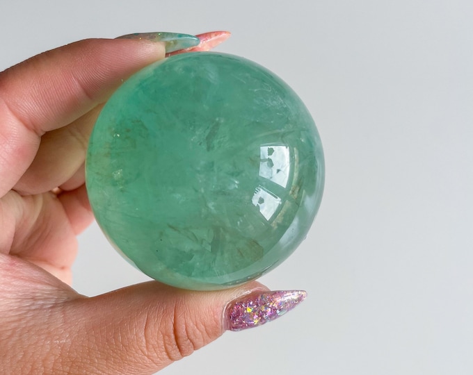 Green fluorite crystal sphere healing crystal home decor