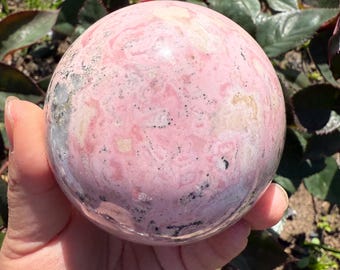 Peruvian Rhodochrosite with pyrite Sphere |pink crystal gift | pink crystal wellbeing home decoration | unique love birthday gift
