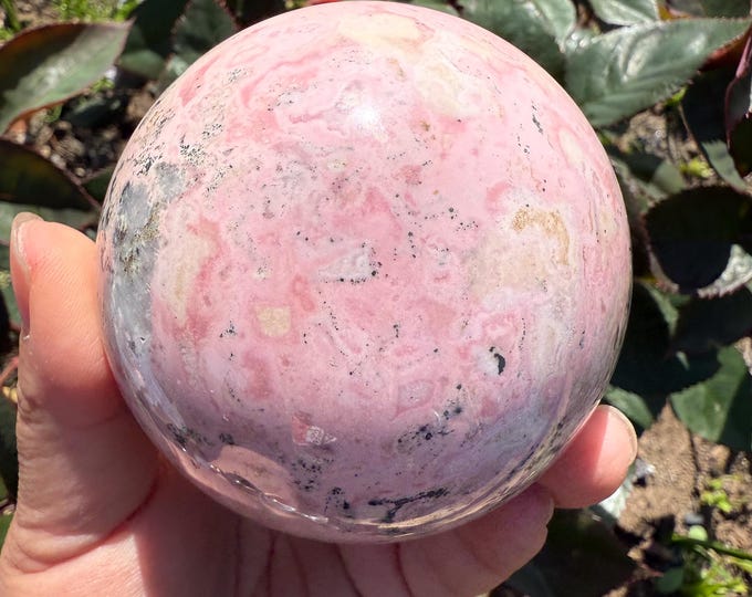 Peruvian Rhodochrosite with pyrite Sphere |pink crystal gift | pink crystal wellbeing home decoration | unique love birthday gift