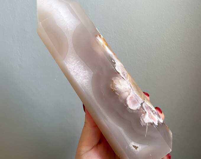 Flower agate crystal tower |cherry blossom agate home decoration | flower agate specimen | healing crystal | birthday gift|anniversary gift