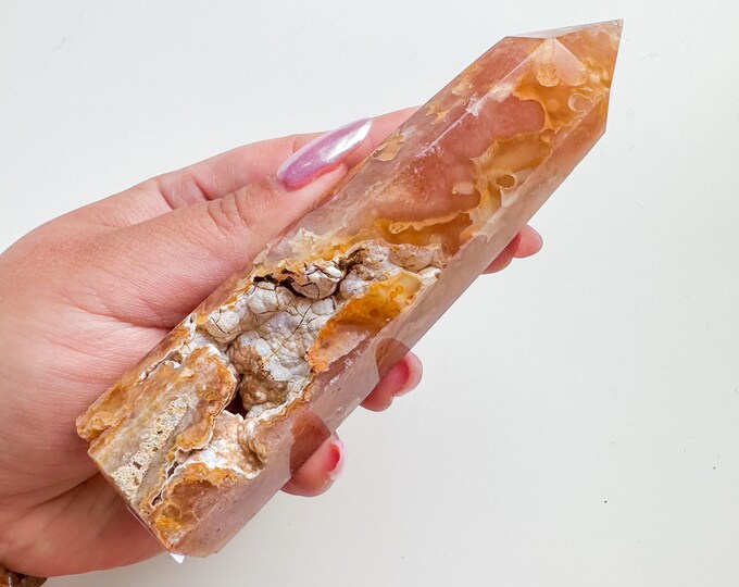 flower agate (PP) Crystal tower | flower agate crystal tower healing crystal home decor |crystal gift |unique home decor|
