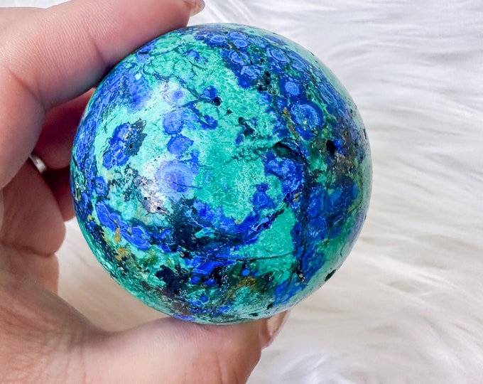Rare Azurite with Malachite Sphere
