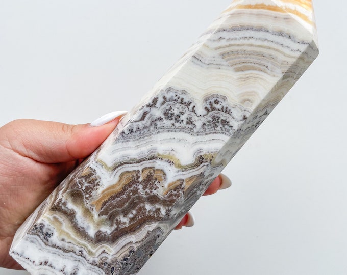 Dendritic orange calcite crystal point healing crystal home decoration meditation reiki practice