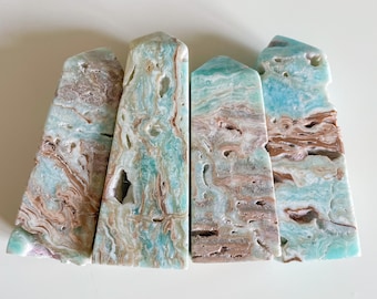 Caribbean blue aragonite crystal tower small crystal tower healing crystal healing journey home decoration