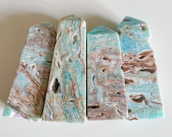 Caribbean blue aragonite crystal tower small crystal tower healing crystal healing journey home decoration