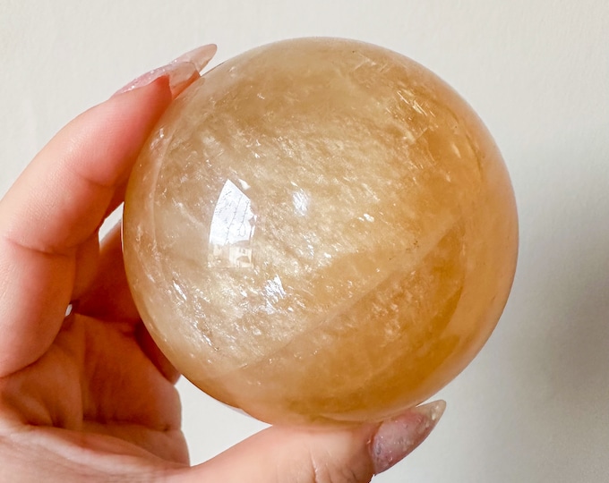 Honey calcite crystal sphere healing crystal home decor