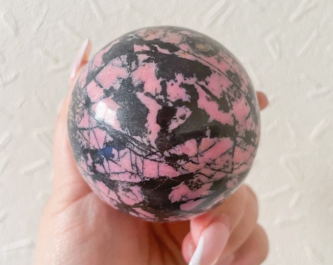 Rhodonite sphere healing crystal home decor