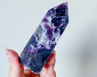 Matrix fluorite with quartz and calcite | rare fluorite crystal tower healing crystal