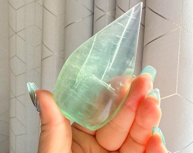 Green fluorite flame point healing crystal home decoration meditation | gift for her |gift for him |crystal gift