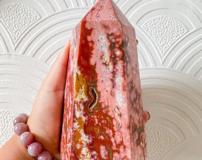Ocean Jasper crystal tower healing crystal home decor