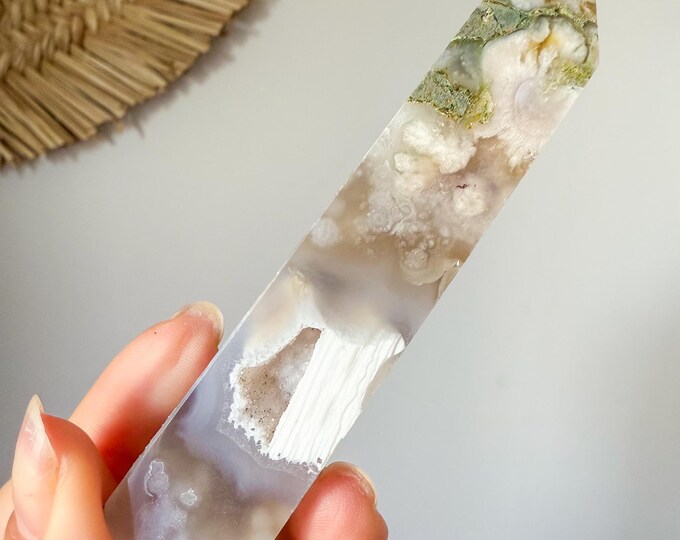 Premium  flower agate crystal tower healing crystal home decor