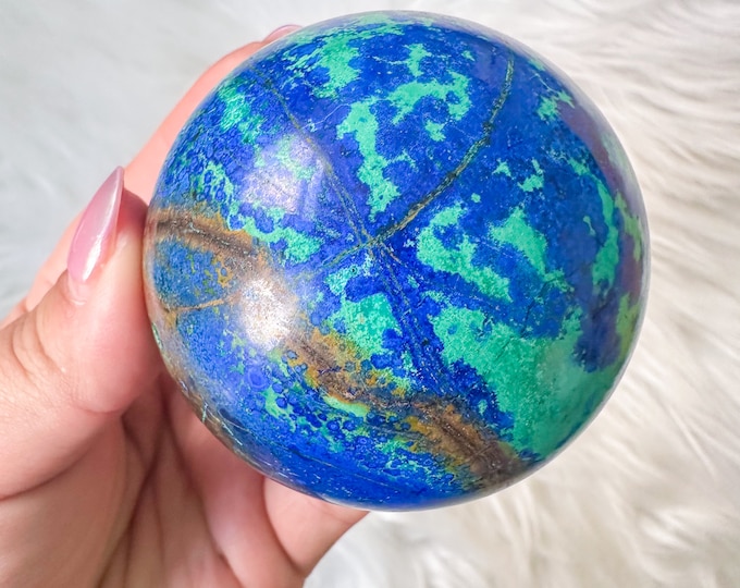 Rare Azurite with Malachite Sphere