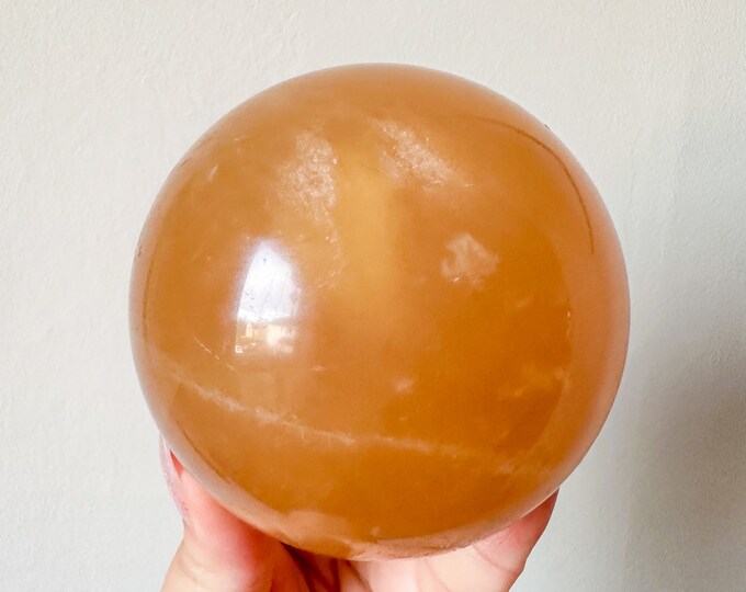 Honey calcite crystal sphere healing crystal home decor