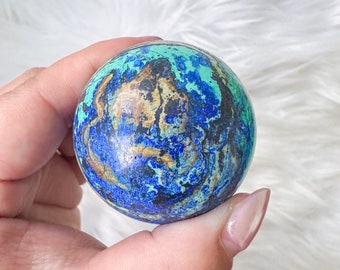 Rare Azurite with Malachite Sphere
