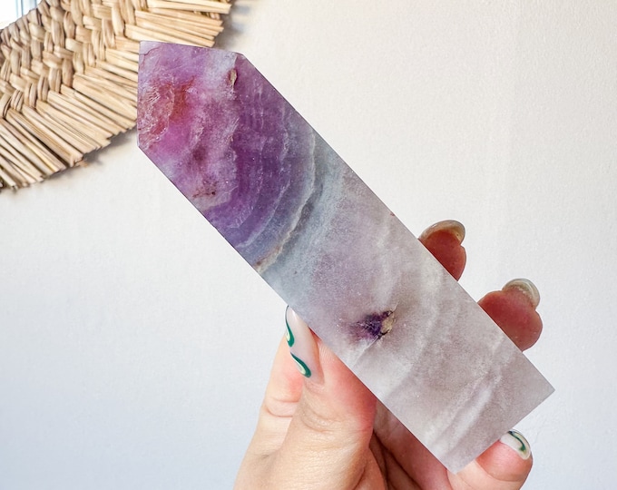 Fluorite crystal tower | Fuchsia fluorite |silk fluorite | pink fluorite | purple fluorite  crystal tower healing crystal home decoration