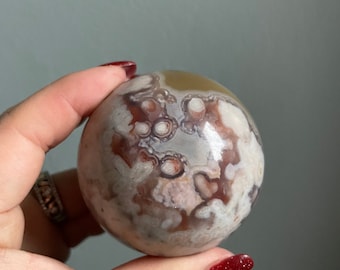 Flower agate carnelian crystal sphere | healing crystal home decoration |rare crystal specimen | birthstone gifts| wedding anniversary gift