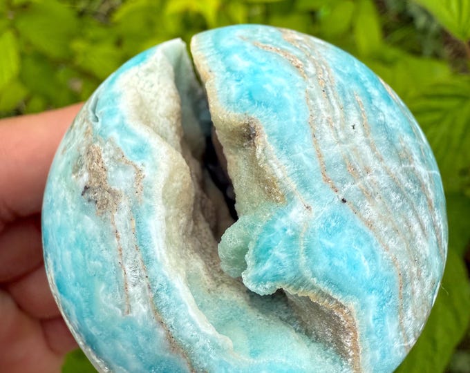 Blue aragonite crystal sphere healing crystal home decor