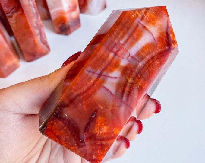 Carnelian crystal tower | Carnelian stone home decoration | carnelian stone healing crystal | birthstone gifts| wedding anniversary gift