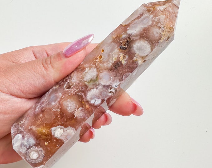 flower agate (PP) Crystal tower | flower agate crystal tower healing crystal home decor |crystal gift |unique home decor|