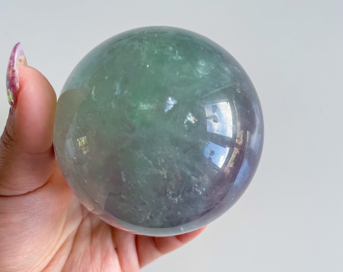 fluorite crystal sphere | pastel green fluorite sphere healing crystal home decor