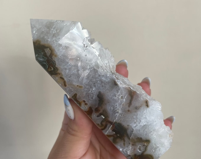 Moss agate crystal tower | moss agate home decoration | moss agate ornament | healing crystal | birthstone gifts| wedding anniversary gift