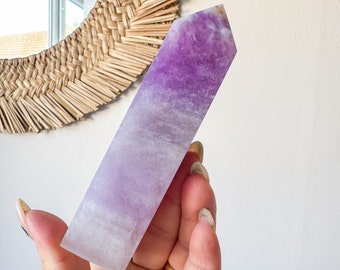 Fluorite crystal tower | Fuchsia fluorite |silk fluorite | pink fluorite | purple fluorite  crystal tower healing crystal home decoration