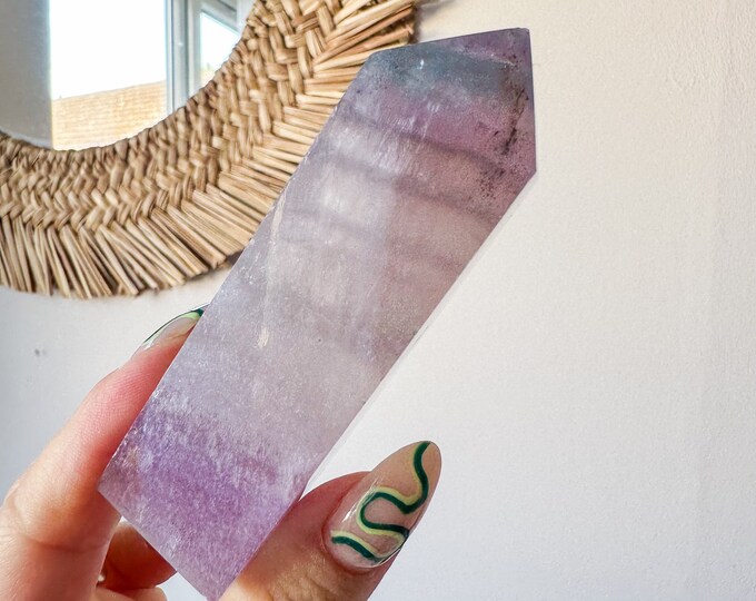 Fluorite crystal tower | Fuchsia fluorite |silk fluorite | pink fluorite | purple fluorite  crystal tower healing crystal home decoration