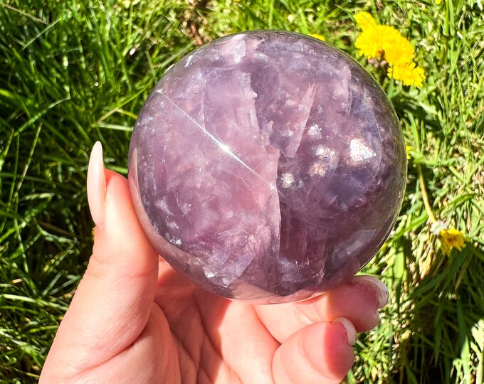 Extraordinary Galaxy fluorite | Purple with Mica crystal sphere | premium crystal sphere | healing crystal home decor