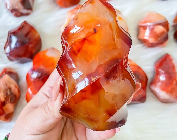 Carnelian crystal flame | Carnelian stone home decoration | carnelian stone healing crystal | birthstone gifts| wedding anniversary gift