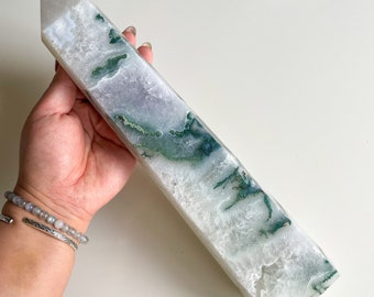 Moss agate crystal tower | moss agate home decoration | moss agate ornament | healing crystal | birthstone gifts| wedding anniversary gift