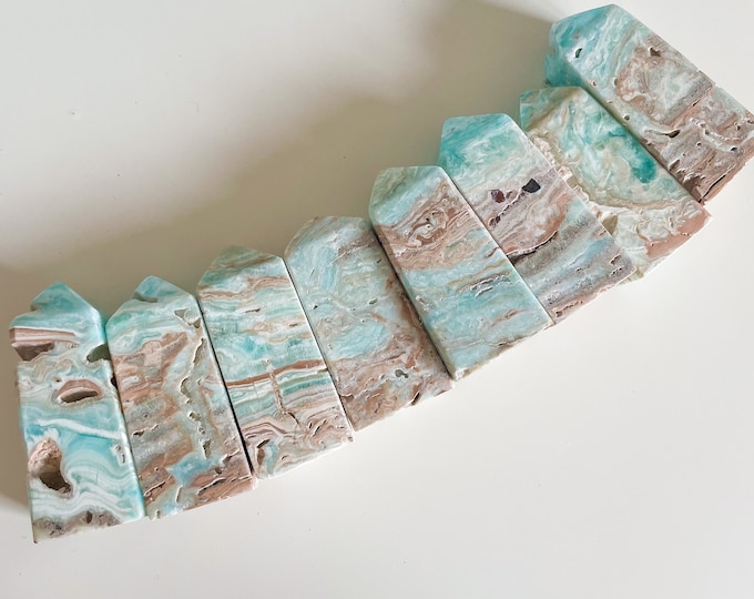 Caribbean blue aragonite crystal tower small crystal tower healing crystal healing journey home decoration