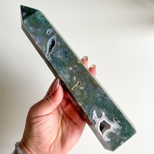 Moss agate crystal tower | moss agate home decoration | moss agate ornament | healing crystal | birthstone gifts| wedding anniversary gift