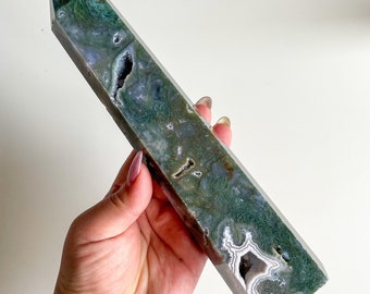 Moss agate crystal tower | moss agate home decoration | moss agate ornament | healing crystal | birthstone gifts| wedding anniversary gift